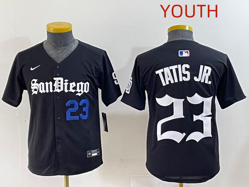 Youth 2025 San Diego Padres #23 Tatis jr Black Five generations Joint Name Nike MLB Jersey style 2